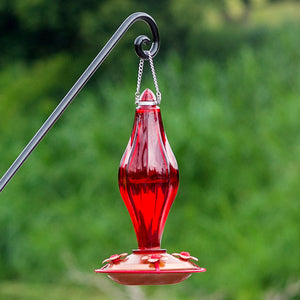 Birdream Glass Hummingbird Feeder for Outdoors 13 Ounces Nectar Capacity Vintage Red Glass Bottle with Perch 4 Feeding Ports for Yard